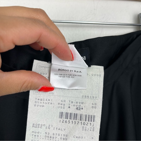 Giorgio Armani Borgo 21 S.P.A Knee Length Black Circle Skirt 100% Silk Size 40 - Picture 8 of 13